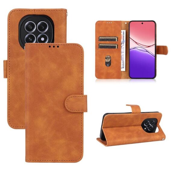 Per OPPO F29 5G Custodia per telefono in pelle magnetica con effetto pelle globale (marrone)