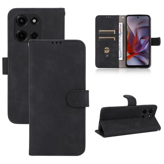 Custodia in pelle con chiusura magnetica per Motorola Edge 5G 2025 (nera)