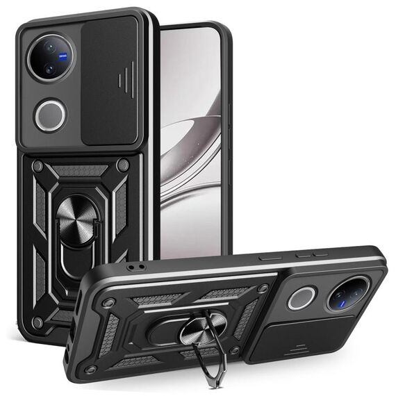 Custodia per telefono in TPU+PC con design scorrevole per fotocamera per vivo V50 5G (nera)