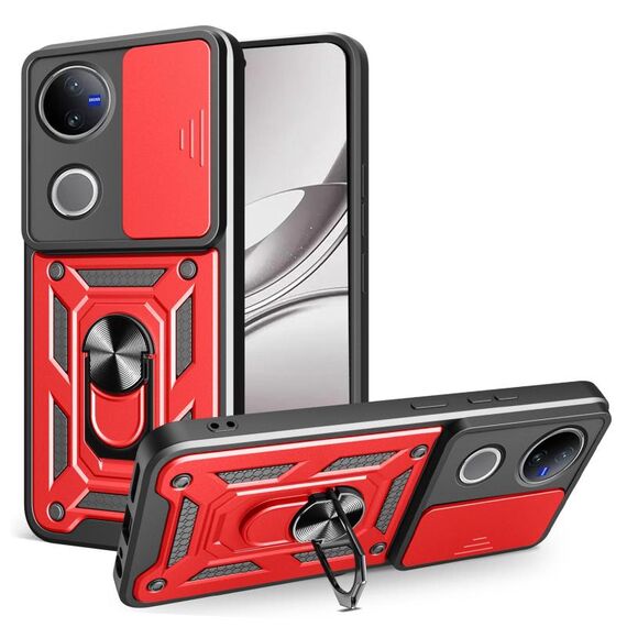 Custodia per telefono in TPU+PC con design scorrevole per fotocamera per vivo V50 5G (rosso)