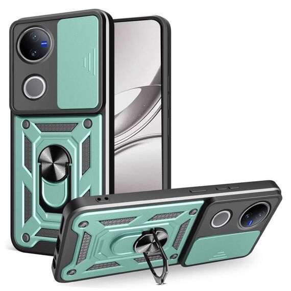 Custodia per telefono in TPU+PC con design scorrevole per fotocamera per vivo V50 5G (verde)