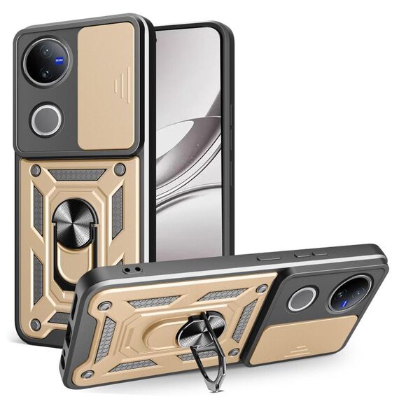 Custodia per telefono in TPU+PC con design scorrevole per fotocamera per vivo V50 5G (oro)