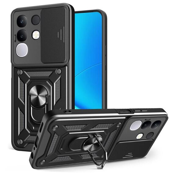 Custodia per telefono in TPU+PC con design scorrevole per fotocamera per vivo Y29 4G (nera)