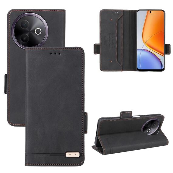 Per vivo Y39 5G Custodia per telefono in pelle con chiusura magnetica globale (nero)