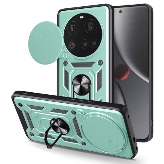 Custodia per telefono in TPU ibrido per PC con design scorrevole per fotocamera Xiaomi 15 Ultra (verde menta)