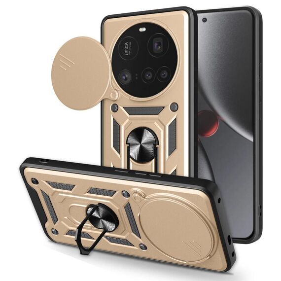 Custodia per telefono in TPU ibrido per PC con design scorrevole per fotocamera Xiaomi 15 Ultra (oro)