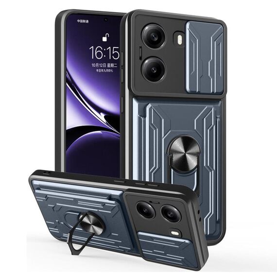 Per Xiaomi Poco X7 Pro Custodia per telefono scorrevole Camshield TPU+PC con slot per schede (grigio)