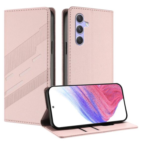 Per Samsung Galaxy A54 4G Custodia per telefono in pelle retrò con portafoglio multifunzionale in rilievo (rosa)