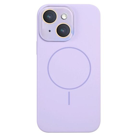 Per iPhone 15 Custodia sottile in silicone liquido MagSafe Circle (viola chiaro)