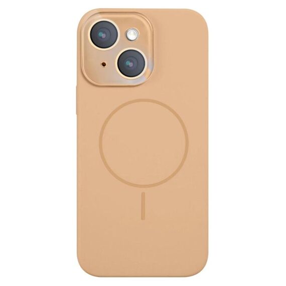 Per iPhone 15 Custodia sottile in silicone liquido MagSafe Circle (oro)