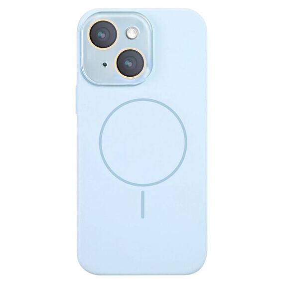 Per iPhone 15 Custodia sottile in silicone liquido MagSafe Circle (Sierra Blue)
