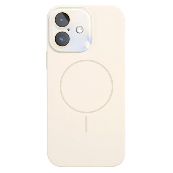Per iPhone 16 Custodia sottile in silicone liquido MagSafe Circle (bianco antico)