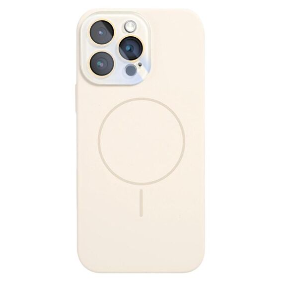 Per iPhone 16 Pro Max Custodia sottile in silicone liquido MagSafe Circle (bianco antico)