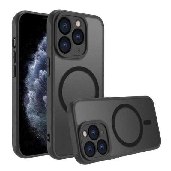 Per iPhone 11 Pro Max Custodia per telefono TPU ibrida per PC MagSafe antiurto a quattro angoli (nero)