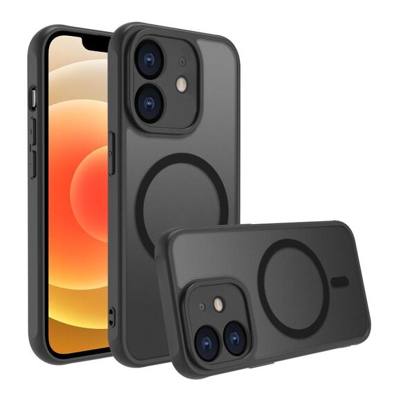 Per iPhone 12 mini Custodia per telefono TPU ibrida per PC MagSafe antiurto a quattro angoli (nero)