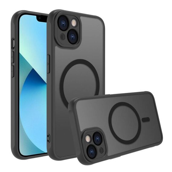 Per iPhone 13 Custodia per telefono TPU ibrida per PC MagSafe antiurto a quattro angoli (nero)