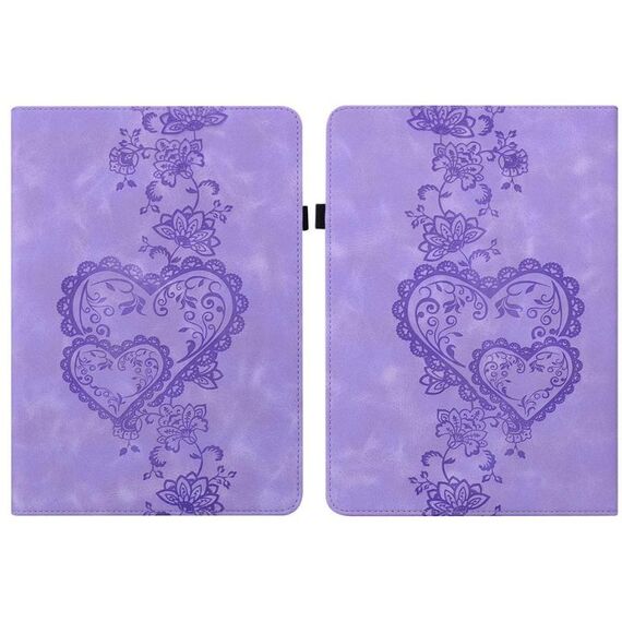 Per Amazon Kindle Paperwhite 12a generazione 2024 Custodia per tablet intelligente in pelle goffrata con cuoricini (viola)