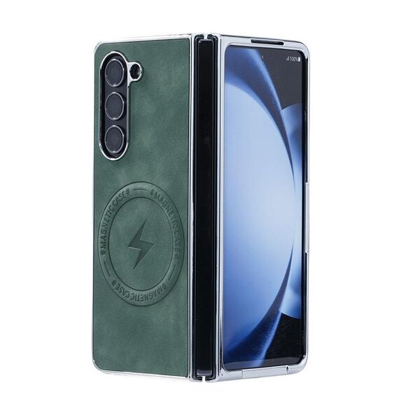 Per Samsung Galaxy Z Fold6 5G Custodia pieghevole magnetica invisibile in pelle di pecora per PC elettrolitico MagSafe (verde)