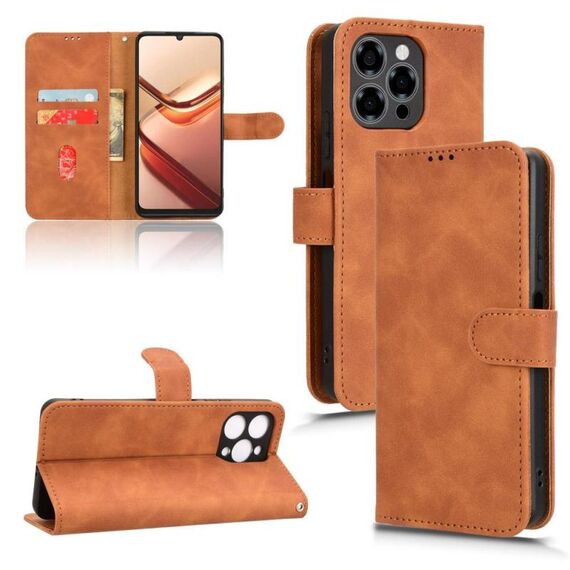 Per Doogee Note 58 / Note 58 Pro Custodia in pelle magnetica con effetto pelle (marrone)