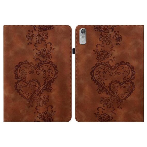 Per Lenovo Tab P11 Gen 2 Custodia per tablet in pelle goffrata Love Hearts (marrone)