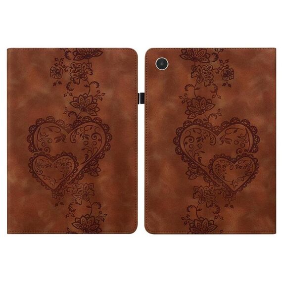 Per Lenovo Tab Plus Custodia per tablet in pelle goffrata Love Hearts (marrone)