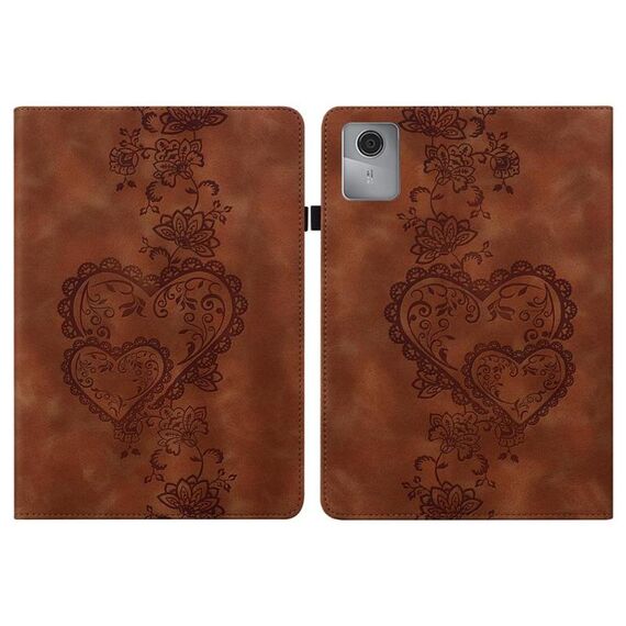 Per Lenovo Tab M11 / Xiaoxin Pad 11 2024 Custodia per tablet in pelle goffrata Love Hearts (marrone)