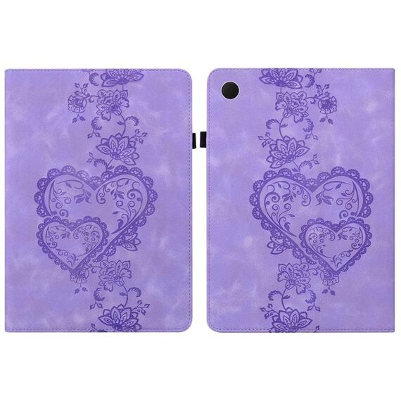Per Samsung Galaxy Tab A8 10.5 2021 Custodia per tablet intelligente in pelle goffrata con cuoricini (viola)
