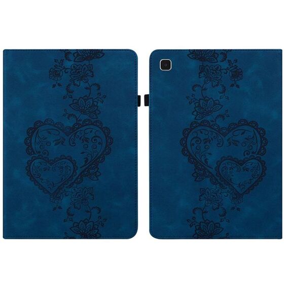 Per Samsung Galaxy Tab A 9.7 T550 Custodia per tablet in pelle goffrata con motivo Love Hearts (blu scuro)