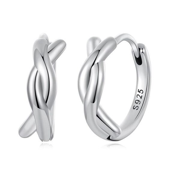 Orecchini a nodo intrecciato in argento sterling S925 ossidato Orecchini a corda intrecciata (SCE1837)