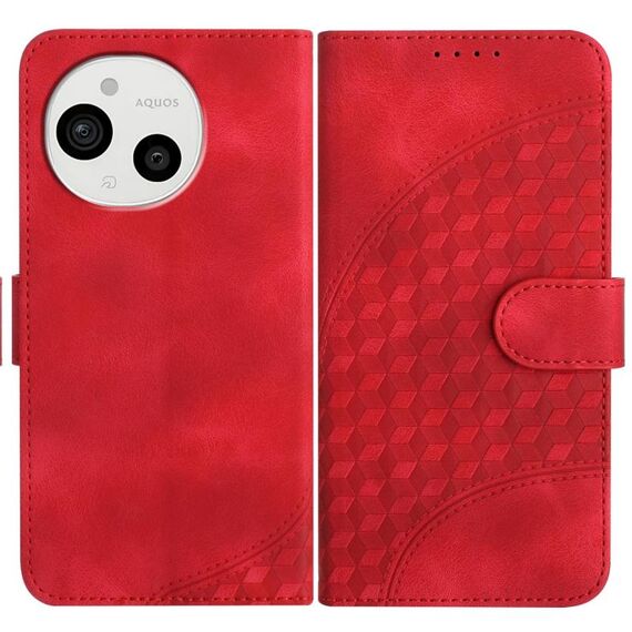 Custodia in pelle con cordino per telefono Sharp Aquos Sense9 con motivo a testa di elefante (rosso)