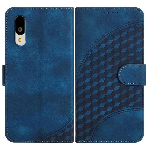Custodia in pelle con cordino per telefono Sharp Basio Active 3 con stampa a testa di elefante (blu reale)