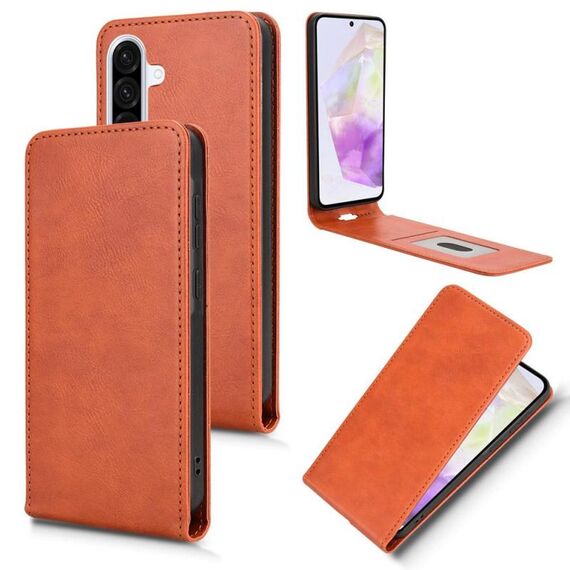 Custodia in pelle con chiusura magnetica verticale per Samsung Galaxy A56 5G (marrone)
