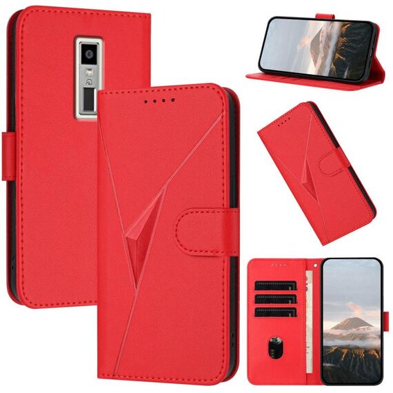 Custodia in pelle con fibbia a triangolo per Kyocera Urbano V04 KYV45 (rosso)