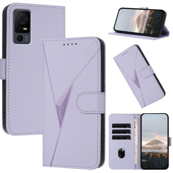 Custodia in pelle con fibbia a motivo triangolare per TCL 40 XL (viola chiaro)