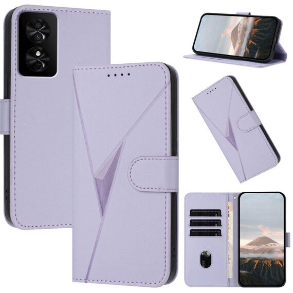 Custodia in pelle con fibbia a motivo triangolare per TCL 50 SE / 40 NxtPaper 4G (viola chiaro)