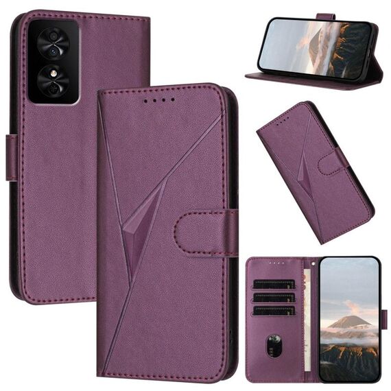 Custodia in pelle con fibbia a motivo triangolare per TCL 50 SE / 40 NxtPaper 4G (viola scuro)
