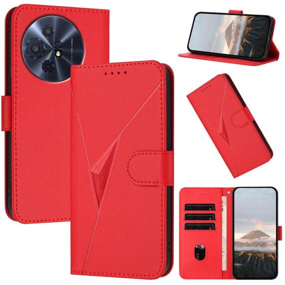 Custodia in pelle con fibbia e motivo triangolare per TCL 50 XL 5G / 50 XL NxtPaper (rossa)