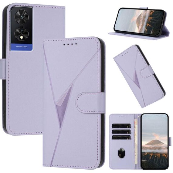 Custodia in pelle con fibbia a motivo triangolare per TCL 505 (viola chiaro)