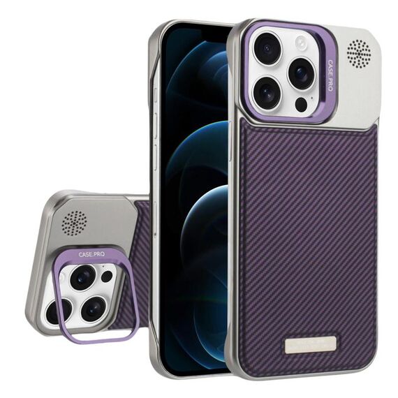 Custodia per telefono MagSafe in PC con supporto in fibra di carbonio senza cornice per iPhone 12 Pro Max (viola)