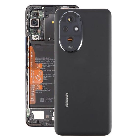 Cover posteriore per batteria OEM per Honor 200 con copriobiettivo per fotocamera (nero)