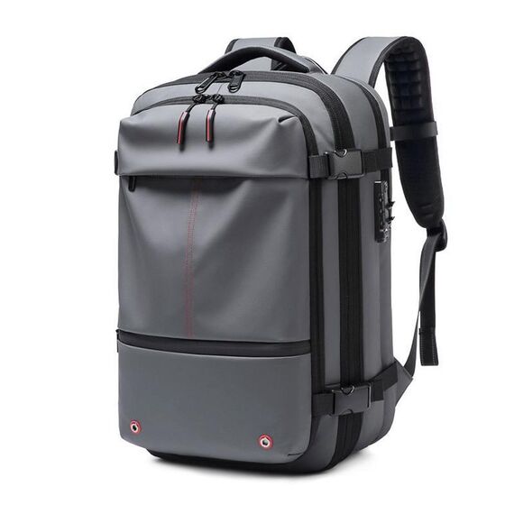 Borsa a tracolla doppia espandibile per uomo, con compressione sottovuoto, per computer da viaggio breve, grande capacità, 19 pollici (grigio)