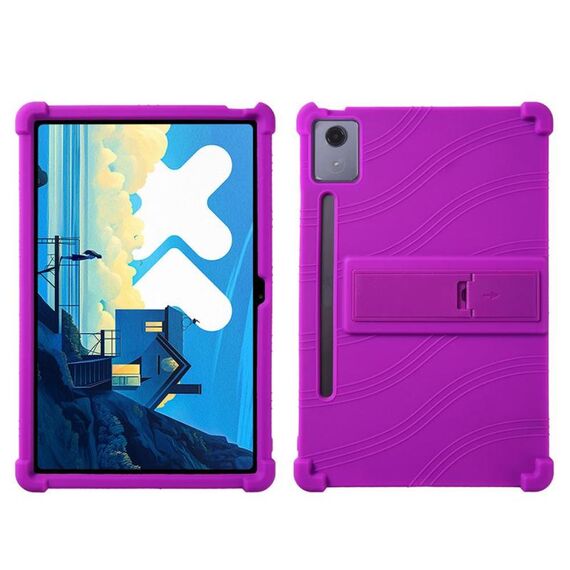 Custodia protettiva antiurto in silicone per tablet Lenovo Idea Tab Pro con supporto (viola)
