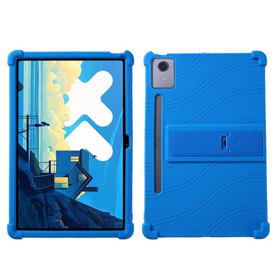 Custodia protettiva antiurto in silicone per tablet Lenovo Idea Tab Pro con supporto (blu)