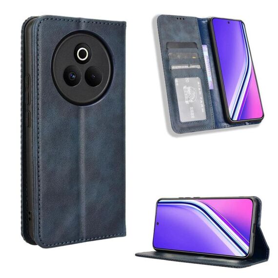 Custodia in pelle con texture retrò e fibbia magnetica per Realme P3 Pro 5G (blu)