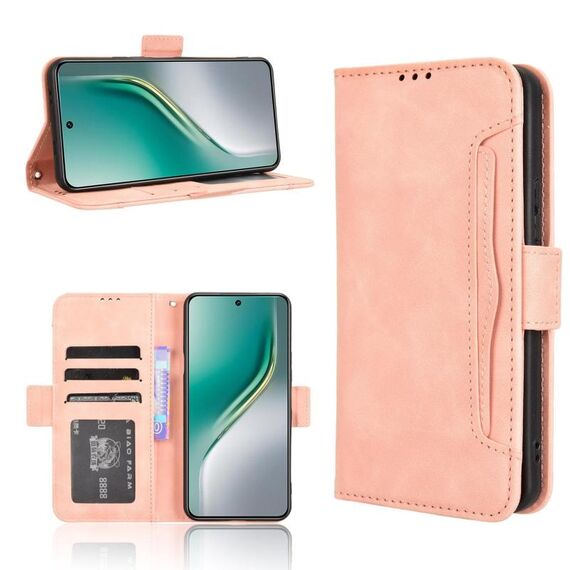 Custodia in pelle con slot per carte di credito per Tecno Camon 40 Premier 5G, effetto pelle di vitello (rosa)
