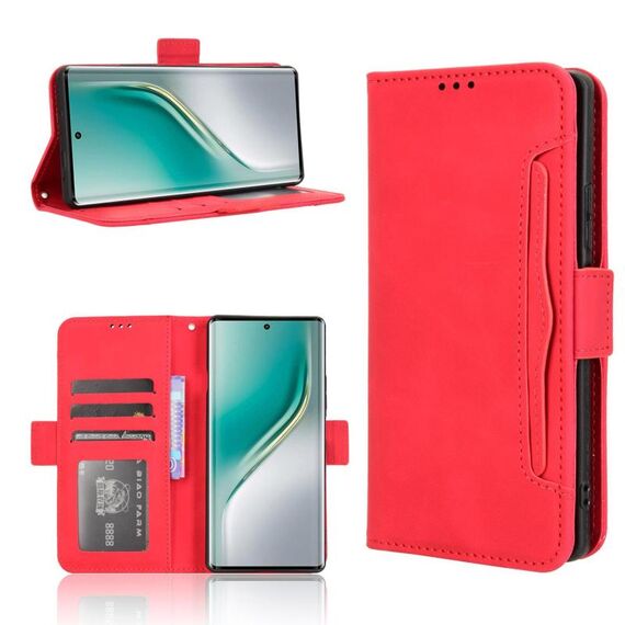 Custodia in pelle con texture di vitello effetto pelle di vitello per Tecno Camon 40 Pro 4G / 5G (rossa)