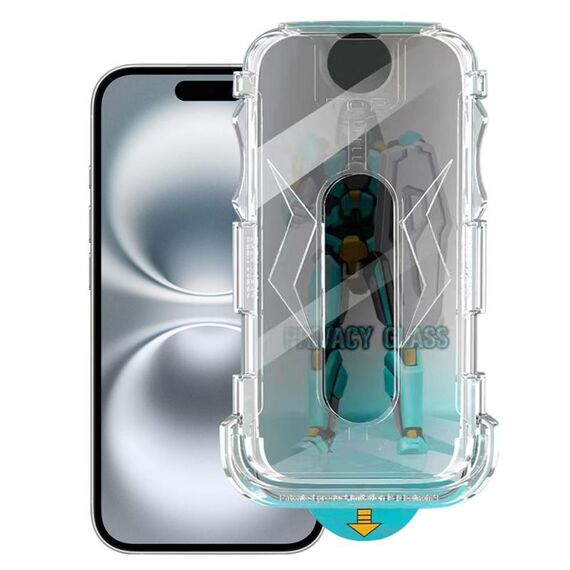 Pellicola in vetro temperato Privacy Armor di facile installazione per iPhone 16 da 28 gradi