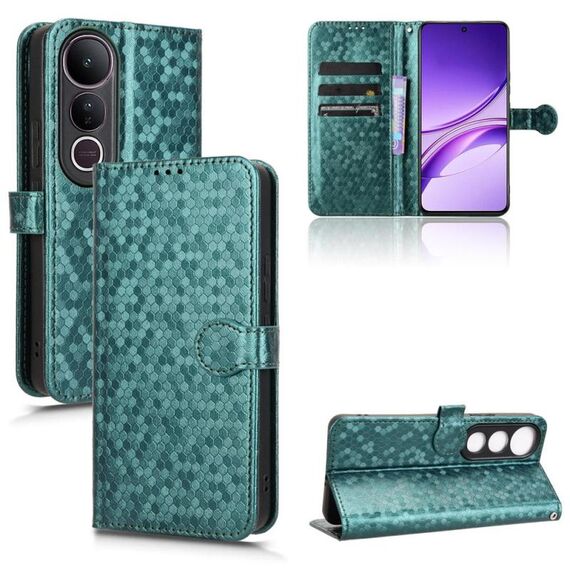 Custodia per telefono in pelle con trama a nido d'ape a pois per vivo V50 Lite 5G (verde)