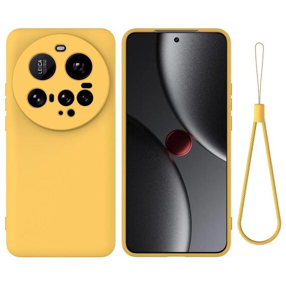 Custodia per telefono a copertura totale antiurto in silicone liquido color solido per Xiaomi 15 (giallo)