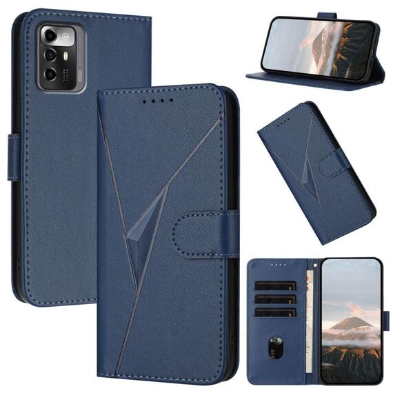 Custodia in pelle con fibbia a triangolo per ZTE Blade A72 5G (blu reale)